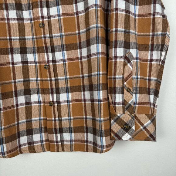 SOLD Hurley Mens Flannel Shirt Size M Plaid Logo Button Down Shirt Brown Tan - Picture 9 of 14